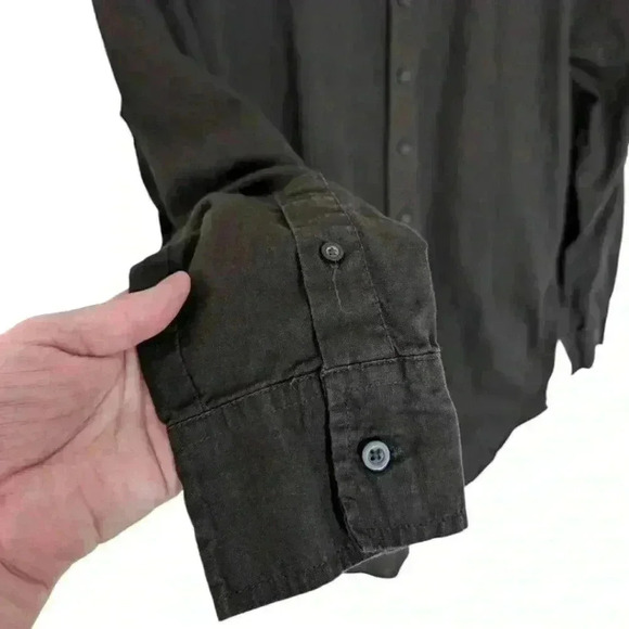 Onia Standard Long Sleeve Linen Blend Shirt Button Down Black Men's size Small - Picture 8 of 15